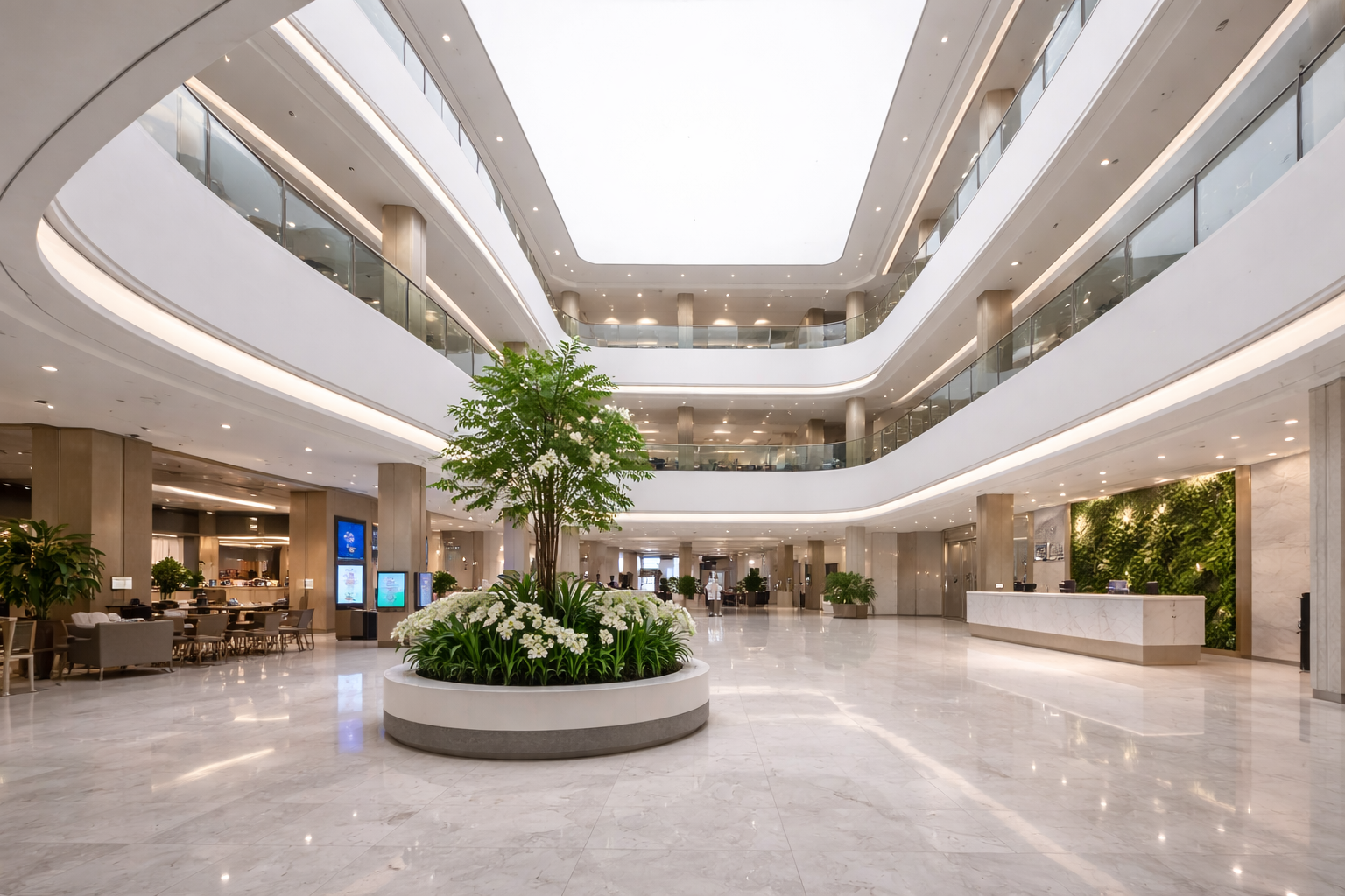 stretch ceiling in shopping mall interior