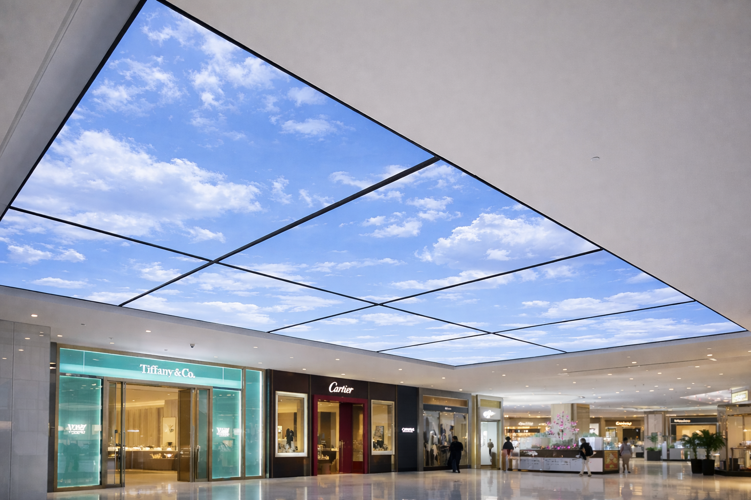 soft film stretch ceiling used in retail environment