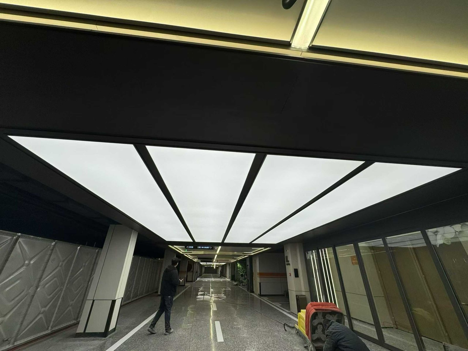 fire-rated soft film ceiling in underground parking garage