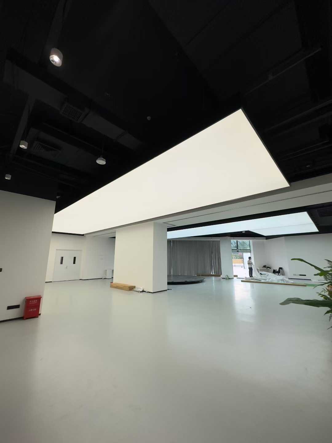 commercial office ceiling installation with stretch ceiling