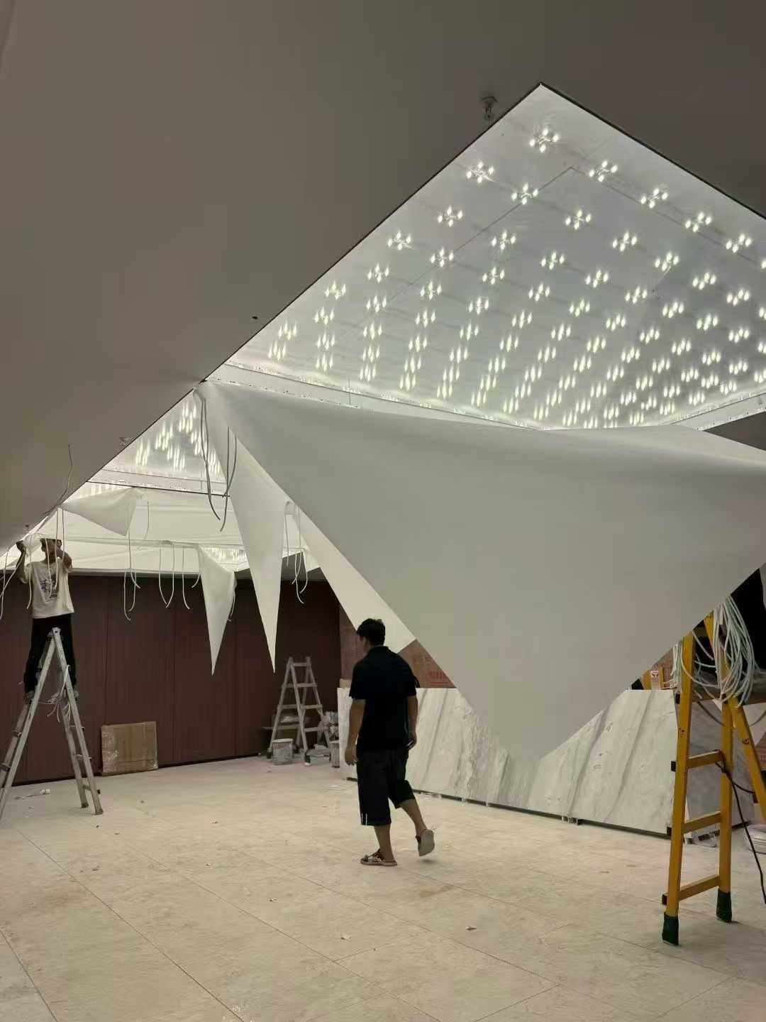 office building stretch ceiling with soft film system